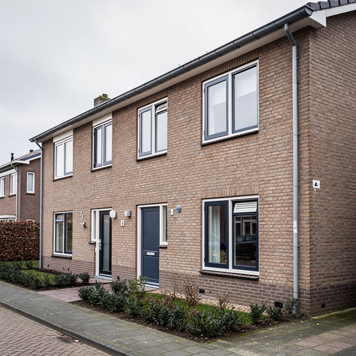 Kunststof kozijnen aan de voorgevel van een jaren 70-rijtjeshuis in Bilthoven