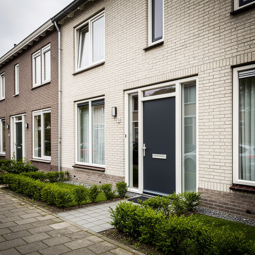 Kunststof voordeur aan de voorgevel van een woning in Bilthoven