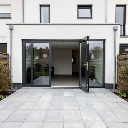 Kunststof schuifpui aan de achtergevel van een woning in Bilthoven
