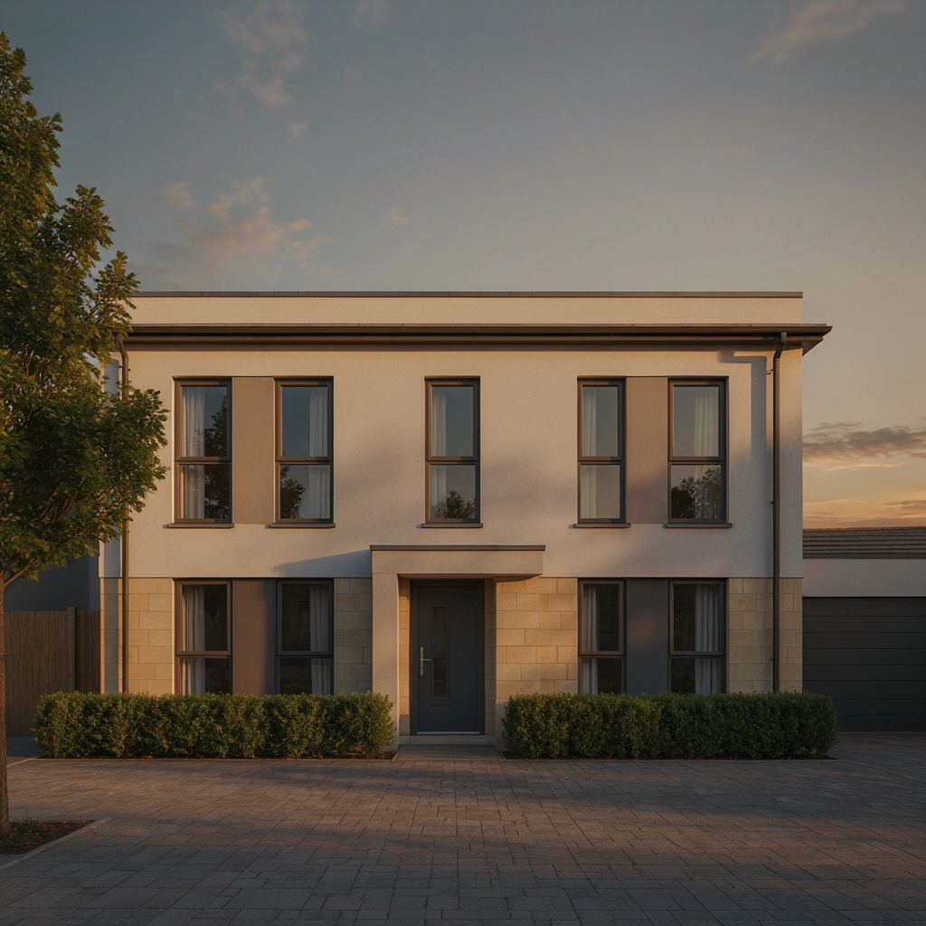 Twee-onder-een-kap woning in Amersfoort met antracietkleurige kunststof kozijnen en een aangebouwde schuur