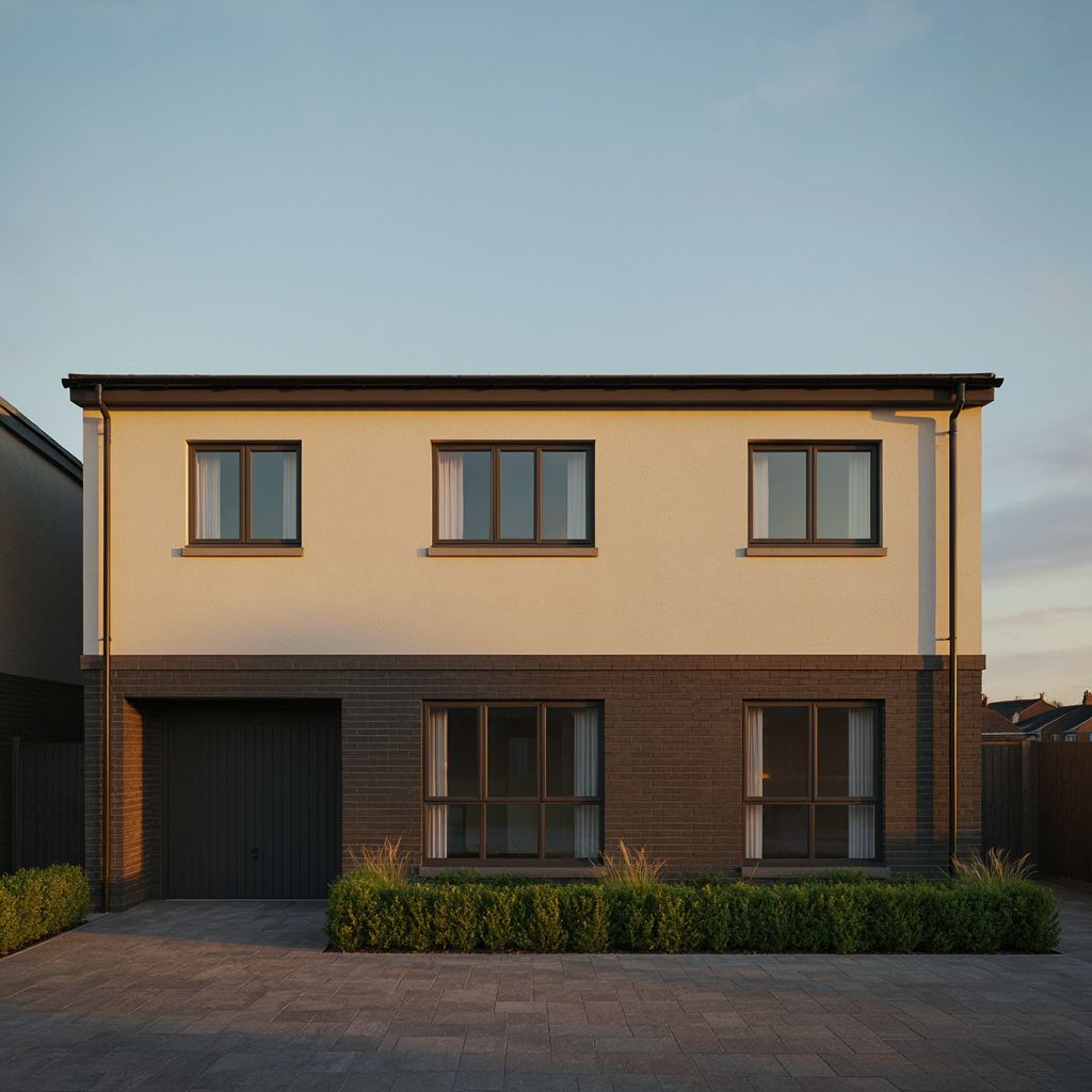 Moderne woning met antraciet kunststof kozijnen in een woonwijk bij Hollandsche Rading