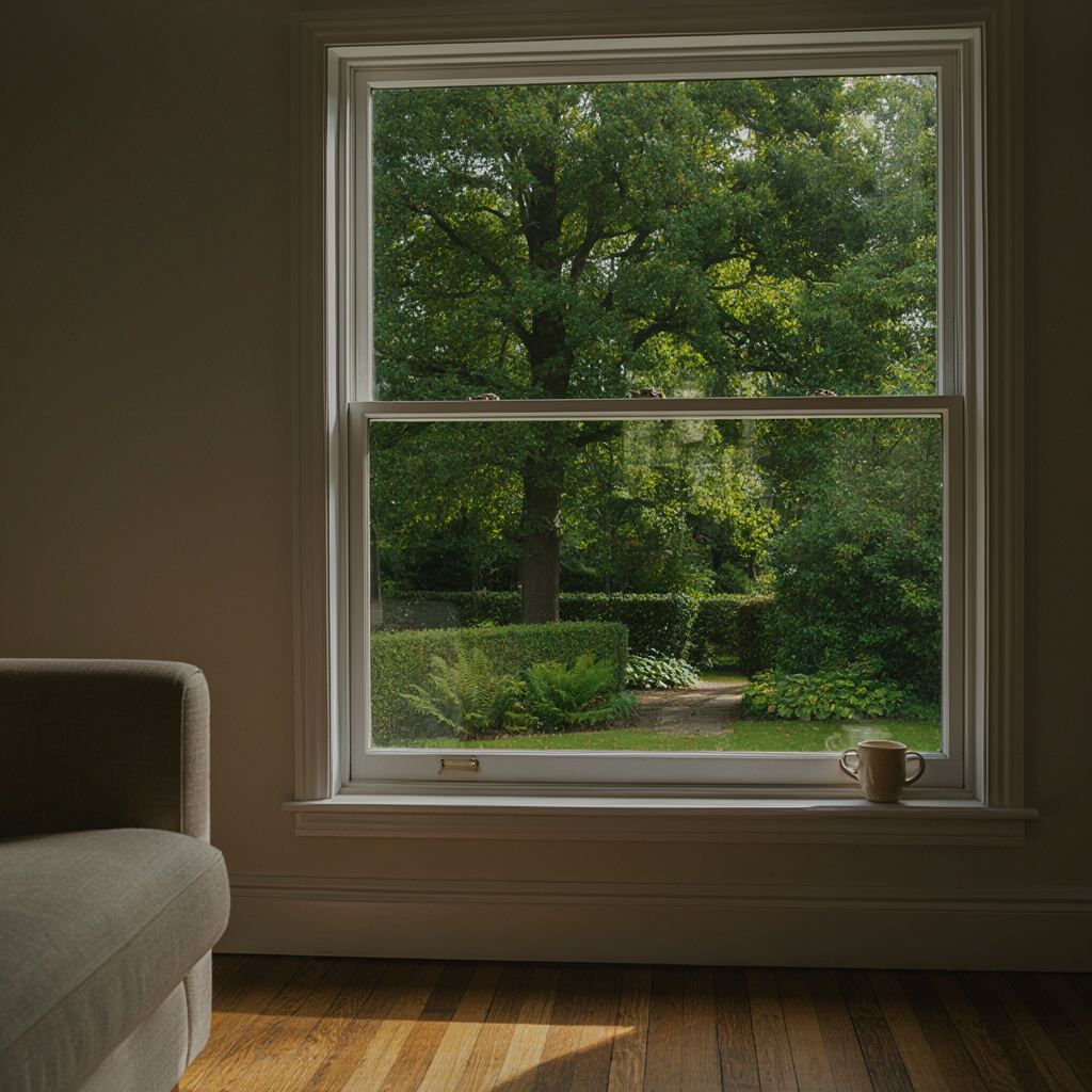 Licht interieur in Zeist met uitzicht op een groene tuin door een groot raam in kunststof kozijn